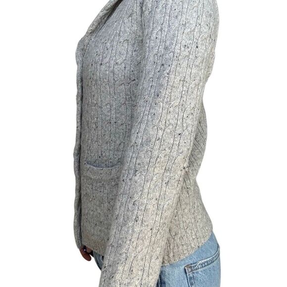 Irelandseye Gray Wool Cashmere Cardigan Sweater Irish Fisherman Size Medium Aran - Picture 3 of 10